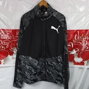 Puma Men's Black and Patterned Windbreaker XL (M12)